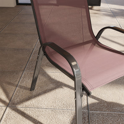 Set of 4 Outdoor Dining Chairs, Stackable Patio Chairs with High Back, Breathable Mesh Seat for Garden Lawn