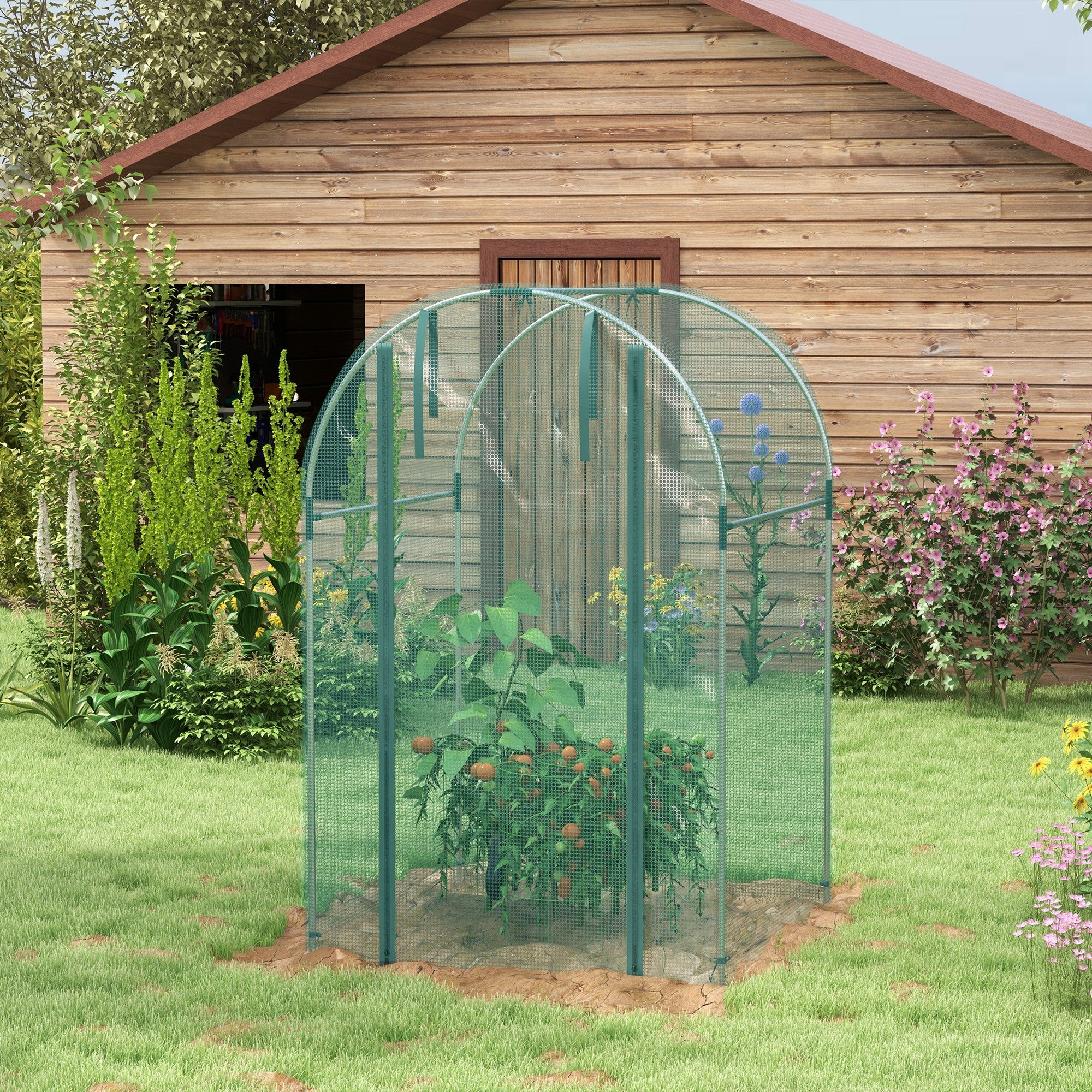 Galvanized Steel Crop Cage, Plant Protection Tent with Zippered Door, 4' x 4'