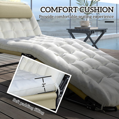 Folding Chaise Lounge Pool Chair with 4-level Reclining Back, Cushion, Side Pocket, Headrest