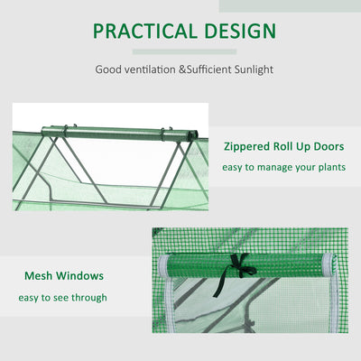 71" x 55" x 32" Mini Greenhouse, Small Green House, Garden Planting Shed, Outdoor Flower Planter Warm House with Zipper Windows, Green