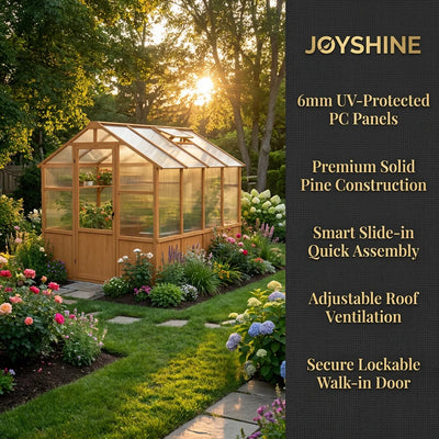 Timber Nook 6×8 Wood-Frame Glasshouse