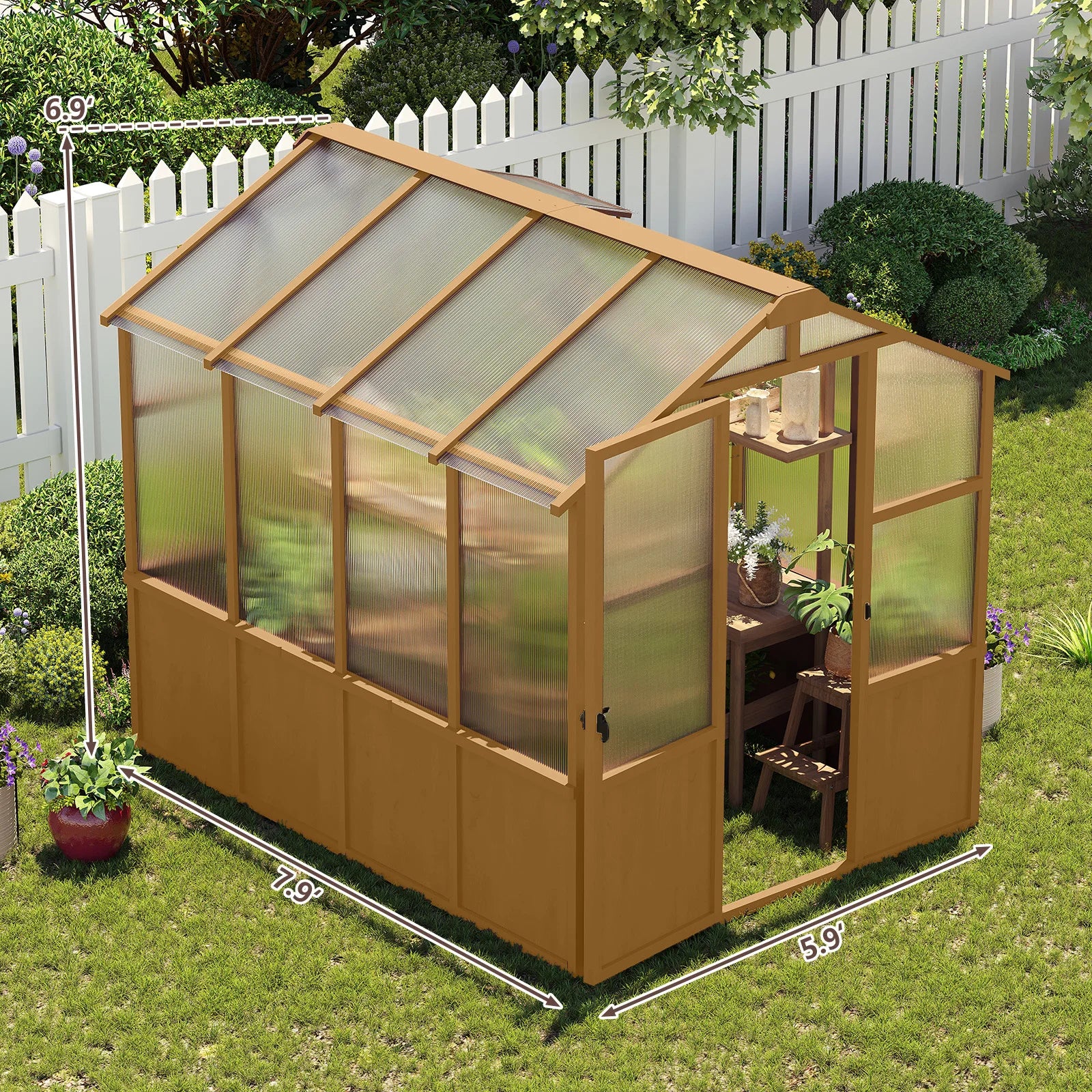 Timber Nook 6×8 Wood-Frame Glasshouse