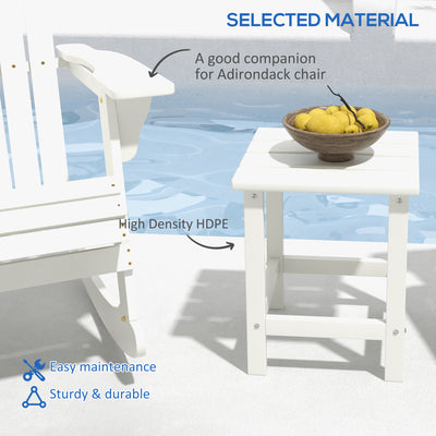 Adirondack Side Table, Square Patio End Table, Weather Resistant 15" Outdoor HDPE Table for Porch, Pool, Balcony