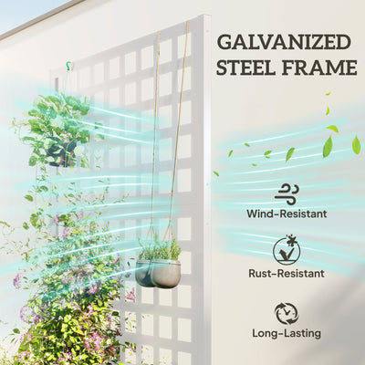 Galvanized Raised Garden Bed Planter Box with Trellis for Climbing Plants, Vegetable, Vines, 35" x 16" x 70"