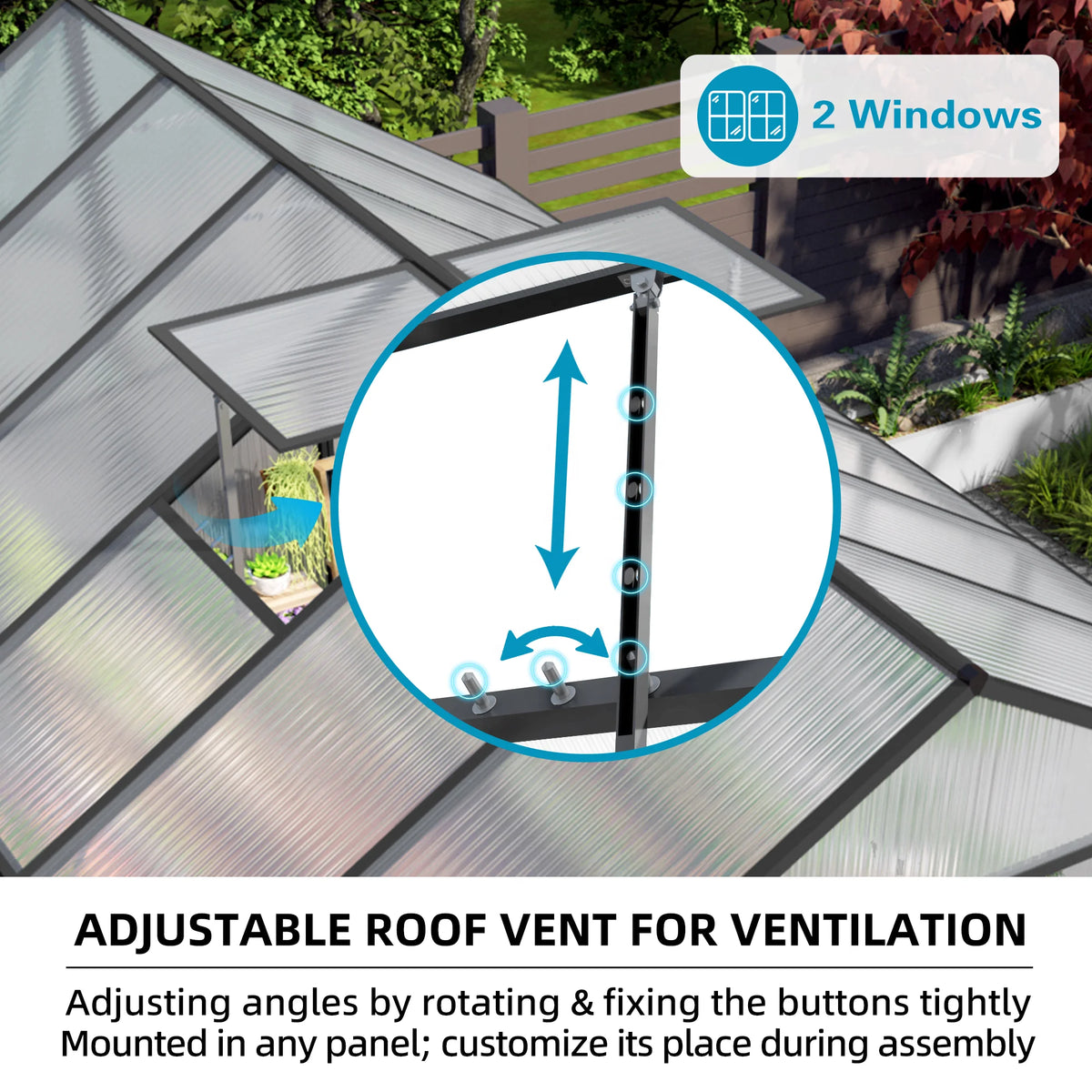 Orchard Row adjustable roof vent with 4 opening positions