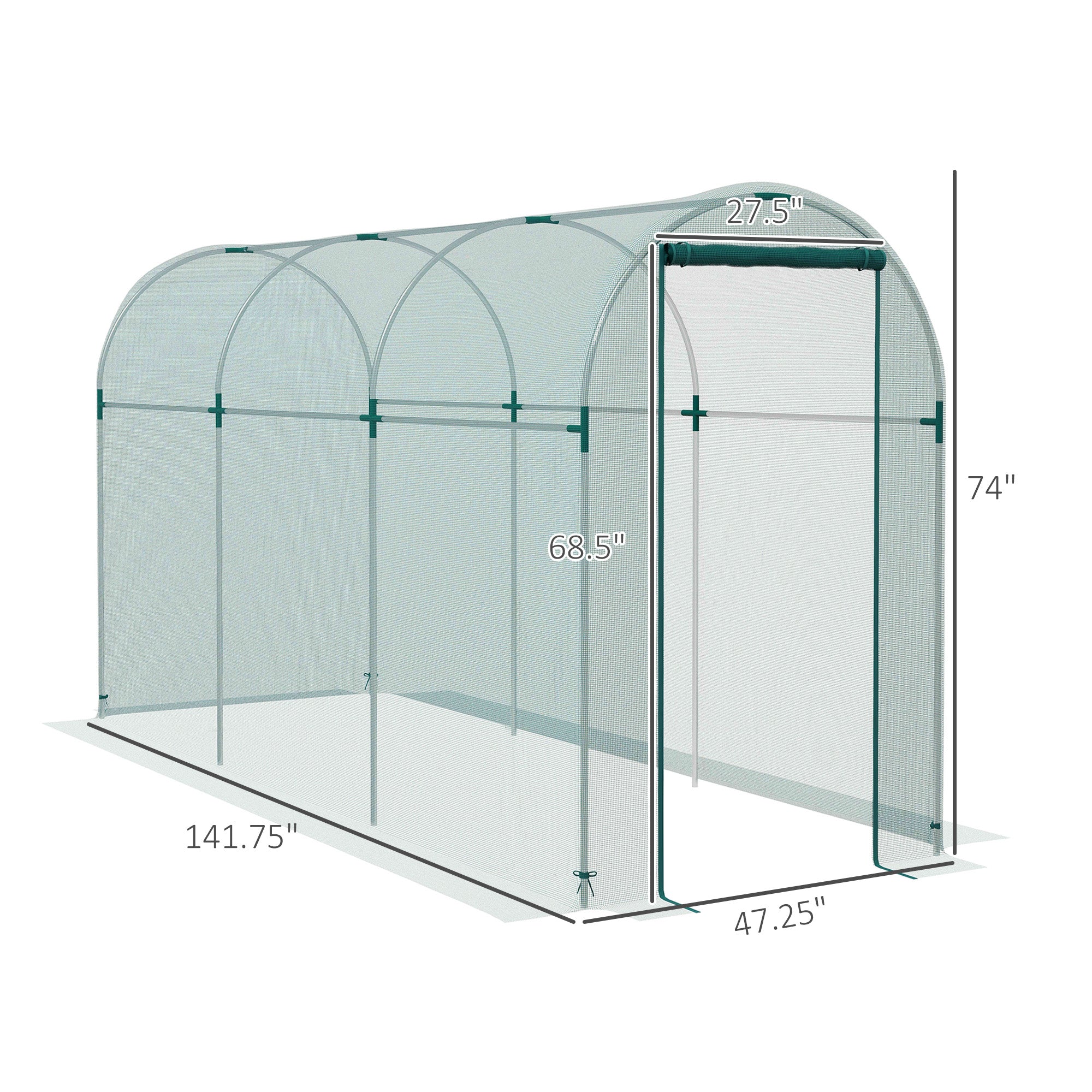 Galvanized Steel Crop Cage, Plant Protection Tent with Zippered Door, 4' x 12'