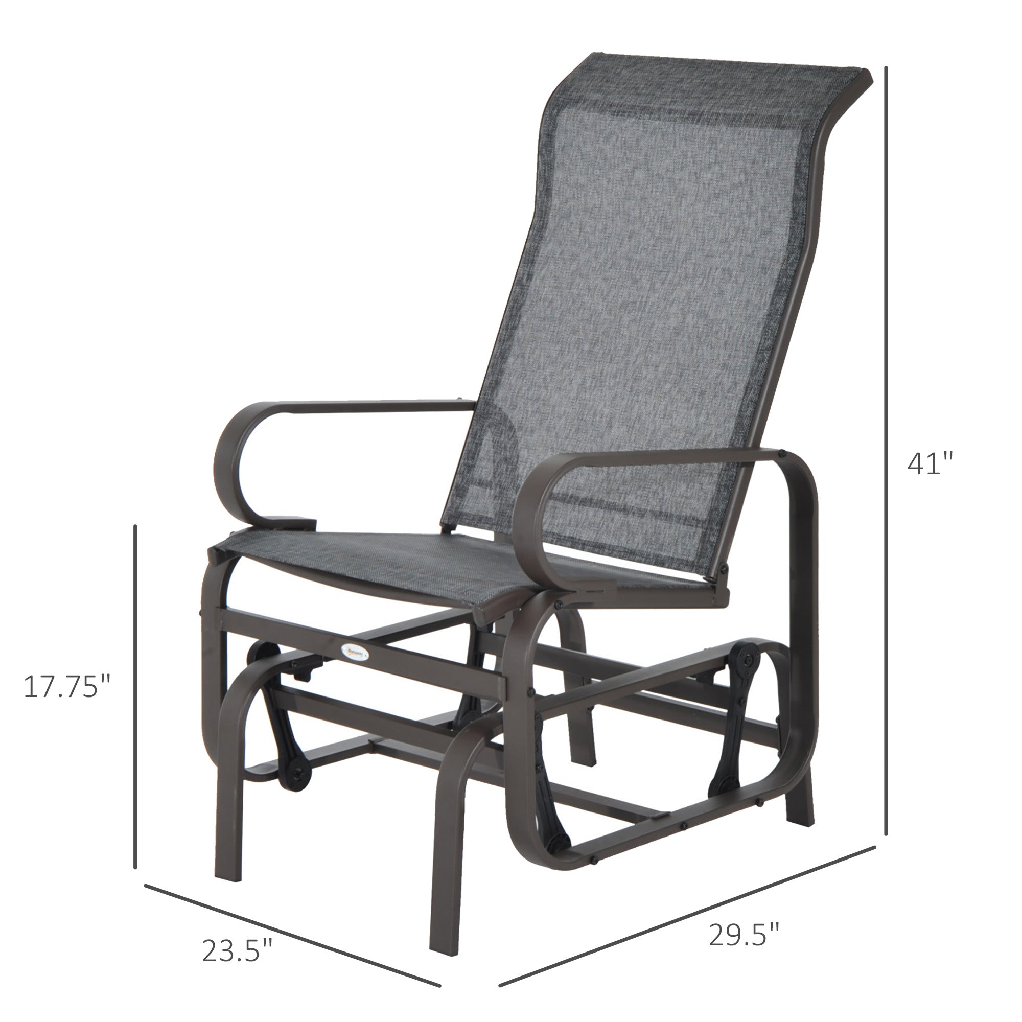 Outdoor Patio Glider Rocker, Metal High-Back Chair for Outdoor Use