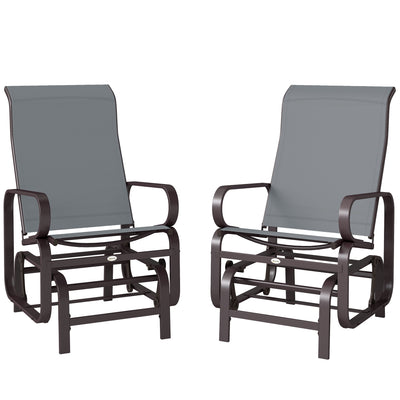 Gliding Lounger Chair Set of 2, Single Rockers with Lightweight Metal & Mesh Construction