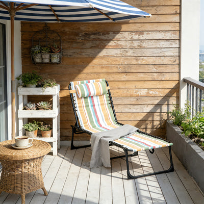 Foldable Chaise Lounge, 3-Position Reclining Back, Portable design and Breathable Mesh for Poolside, Camping, Hiking