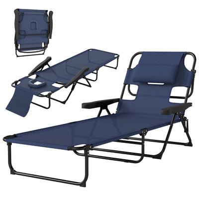 Folding Lounge Chair w/ Reclining Back