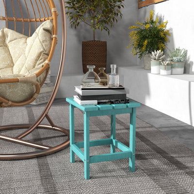 Adirondack Side Table, Square Patio End Table, Weather Resistant 15" Outdoor HDPE Table for Porch, Pool, Balcony