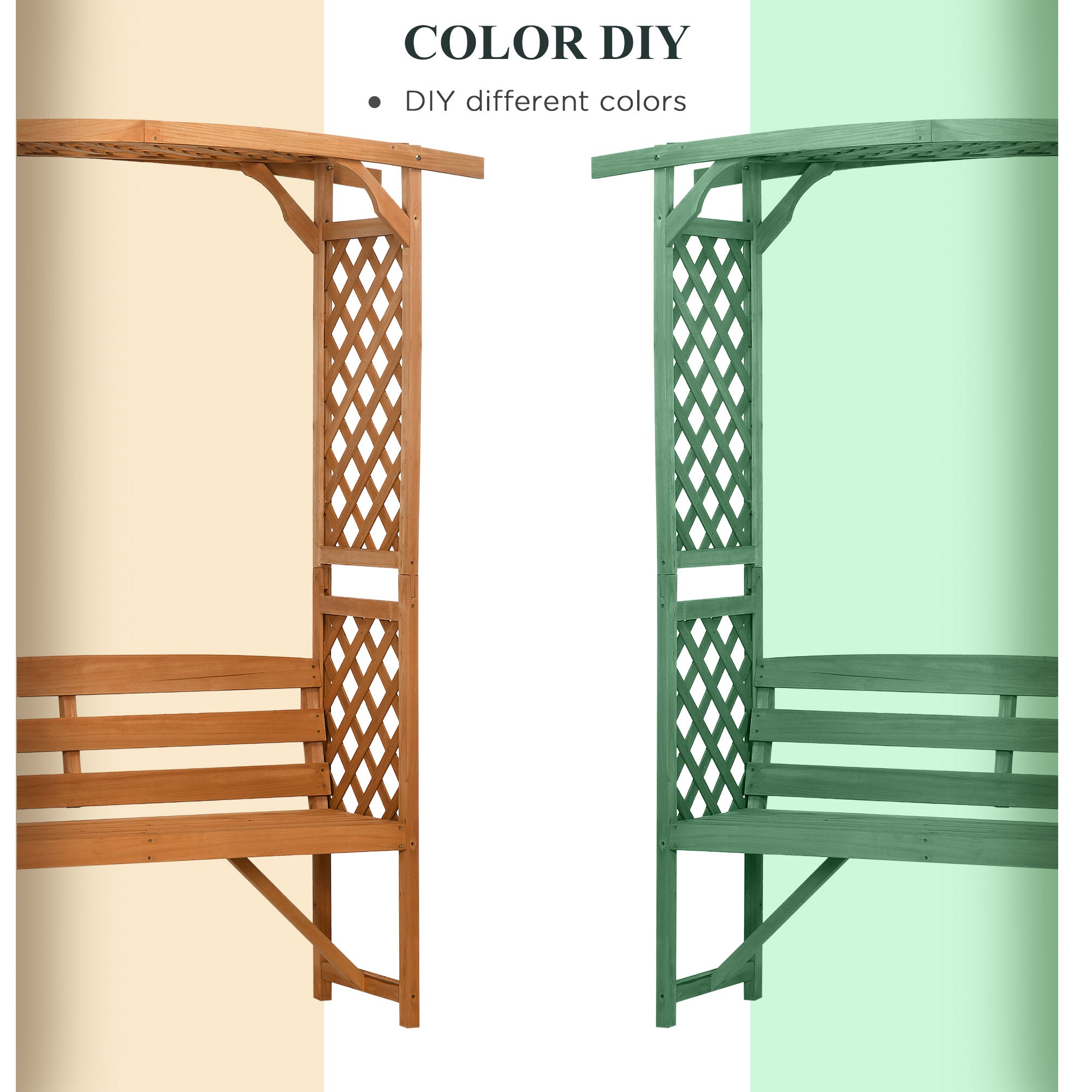Patio Garden Bench, Wooden Bench, Outdoor Bench for Vines/Climbing Plants