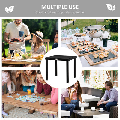 Patio Dining Table for 4, Rectangular Aluminum Outdoor Table for Garden Lawn Backyard, Black