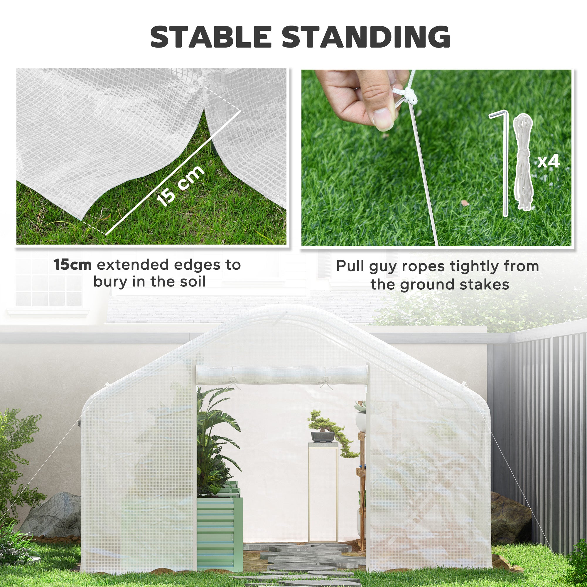 13' x 10' x 6.5' Tunnel Greenhouse Hoop House with Upgraded Galvanized Steel Frame and Large Windows