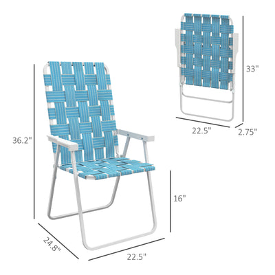 Set of 4 Patio Folding Chairs, Classic Outdoor Camping Chairs, Portable Lawn Chairs w/ Armrests