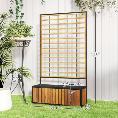 Wooden Raised Garden Bed with Trellis, Removable Pots for Backyard, Patio, Balcony, 29" x 11" x 52"
