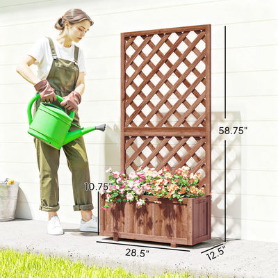 Wooden Raised Garden Bed, Raised Planter Box, Planter with Trellis for Climbing Plants Flowers