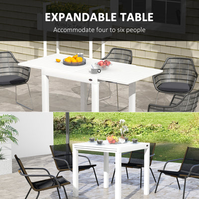 Expandable Patio Table, Outdoor Dining Table for 4-6 with Aluminum Frame for Garden, Lawn, Balcony Terrace