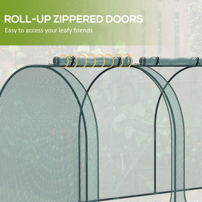 9' x 4' Crop Cage, Plant Protection Tent with Three Zippered Doors, Steel Frame, Storage Bag and 4 Ground Stakes, for Garden, Yard, Lawn