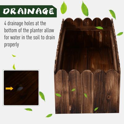 40" x 16" x 12" Raised Planter Box Garden Scalloped Edge Wooden