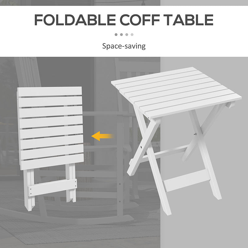 Outdoor Rocking Chair Set of 2 with Side Table, Patio Wooden Rocking Chair with Smooth Armrests, High Back for Garden, Balcony, Porch, Supports Up to 352 lbs.