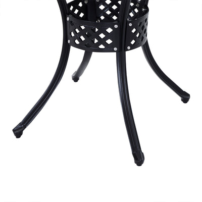 33" Patio Dining Table Round Cast Aluminium Outdoor Bistro Table with Umbrella Hole - Black
