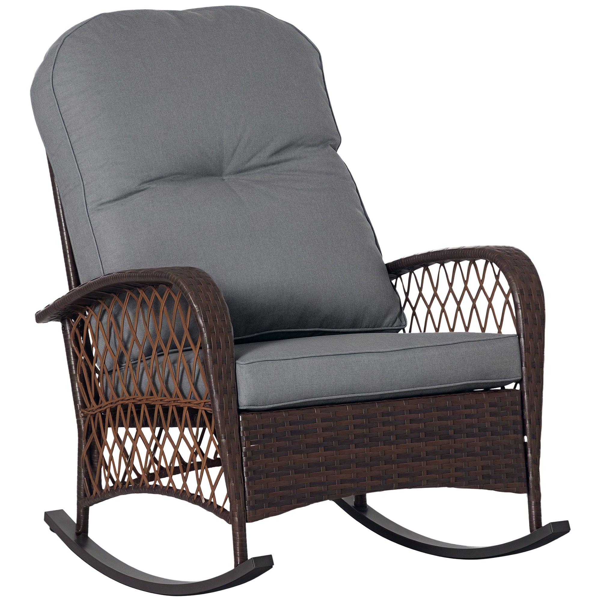 Rattan Porch Rocker w/ Plush Cushion