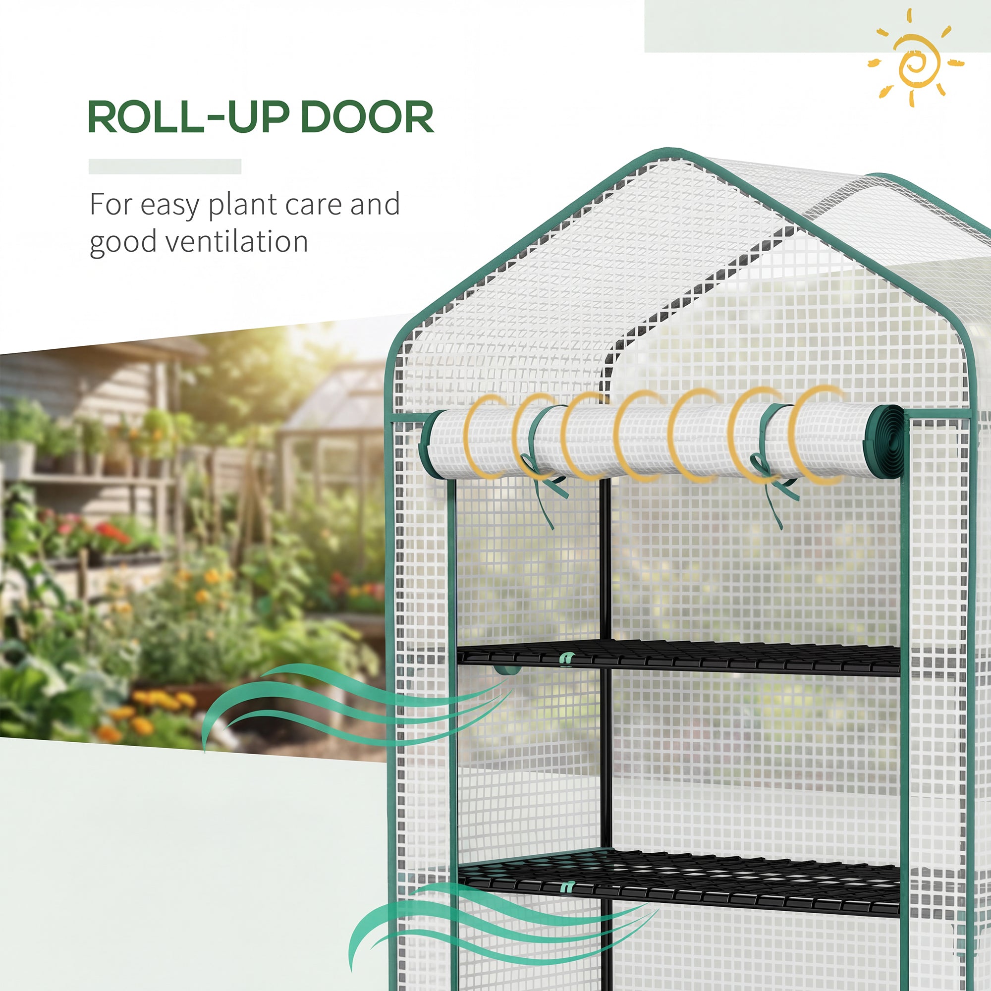5 Tier Mini Greenhouse, Small Portable Greenhouse with PE Cover, Roll-Up Zippered Door, 76" x 35.4" x 19.3"