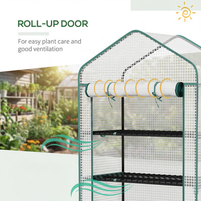 5 Tier Mini Greenhouse, Small Portable Greenhouse with PE Cover, Roll-Up Zippered Door, 76" x 35.4" x 19.3"