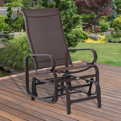 Outdoor Patio Glider Rocker, Metal High-Back Chair for Outdoor Use