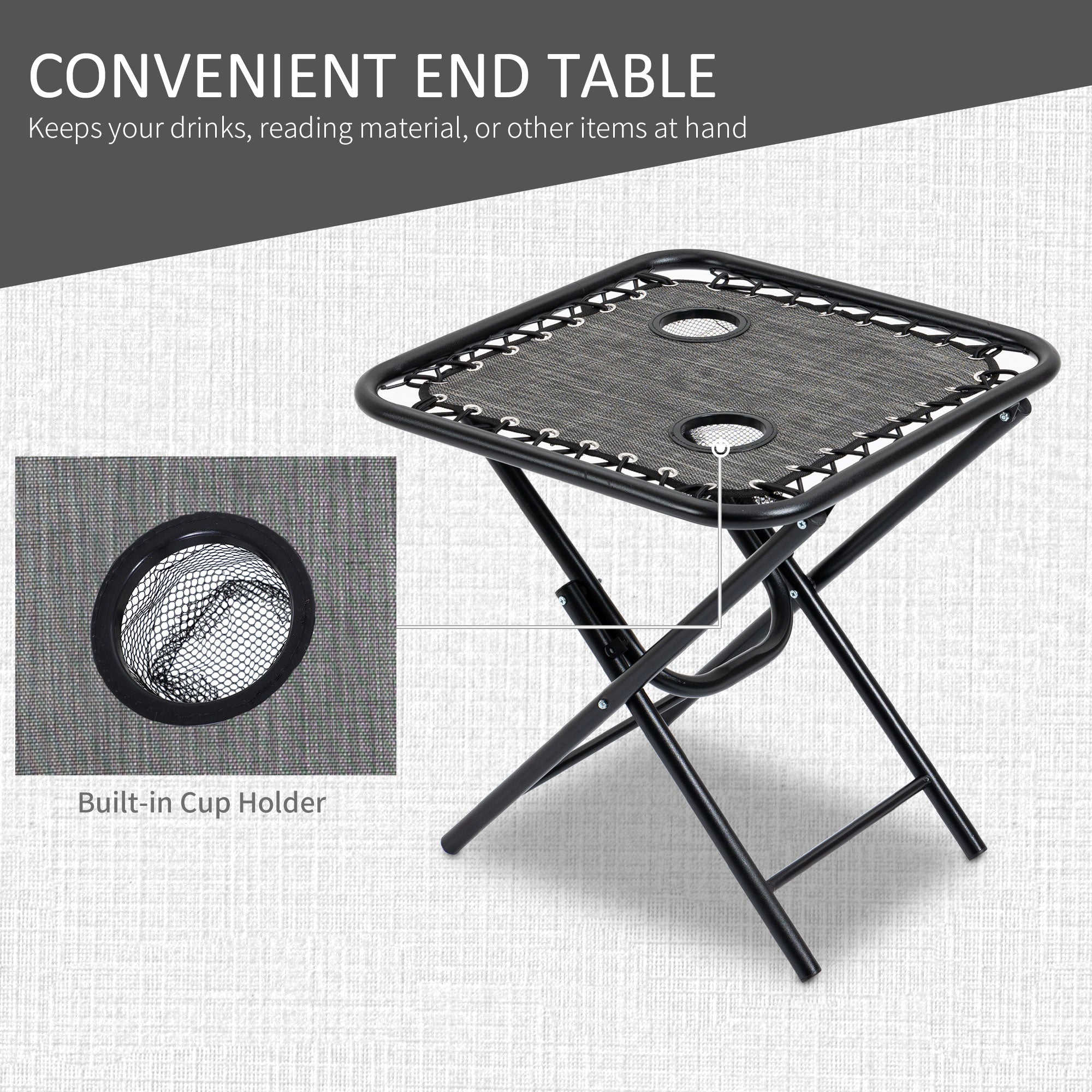 Zero Gravity Chair Set with Side Table, Folding Reclining Chair with Cupholders & Pillows, Adjustable Lounge Chairs for Pool, Backyard, Lawn, Beach