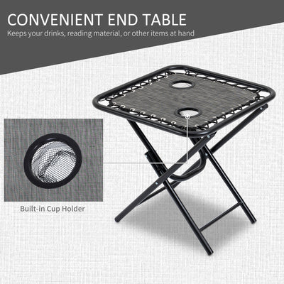 Zero Gravity Chair Set with Side Table, Folding Reclining Chair with Cupholders & Pillows, Adjustable Lounge Chairs for Pool, Backyard, Lawn, Beach