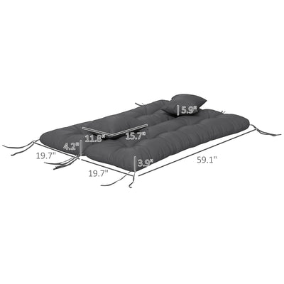 59" Tufted Bench Cushions & Throw Pillows, Replacement Bench Seat Pad, Back & 2 Pillows for Outdoor Furniture, Charcoal