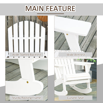 Wooden Adirondack Rocking Chair Outdoor Lounge Chair Fire Pit Seating with Slatted Wooden Design, Fanned Back