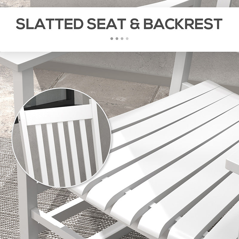 Outdoor Rocking Chair Set of 2 with Side Table, Patio Wooden Rocking Chair with Smooth Armrests, High Back for Garden, Balcony, Porch, Supports Up to 352 lbs.