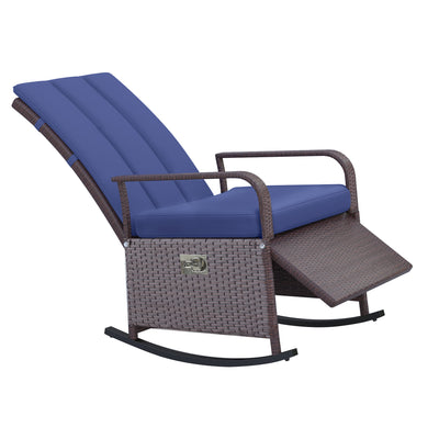 PE Rattan Rocking Recliner with Footrest