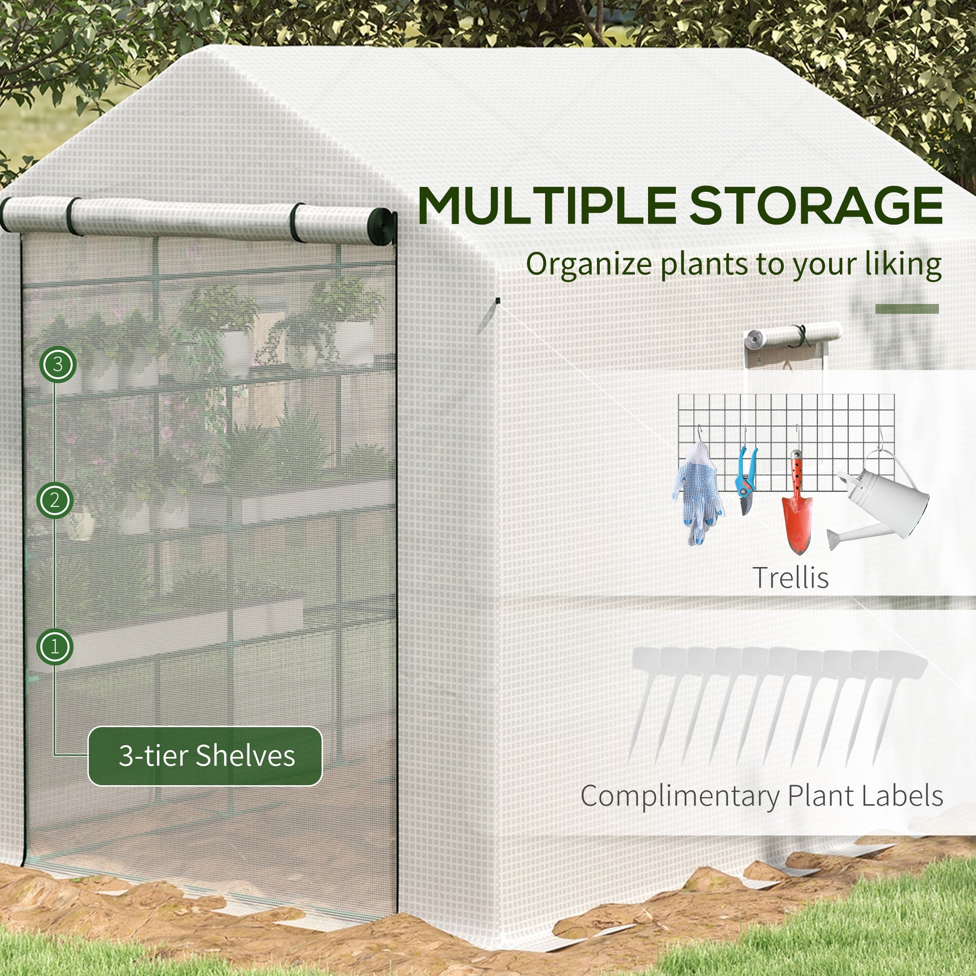 8' x 6' x 7' Temporary Greenhouse for Growing Flowers with Mesh Door & Windows