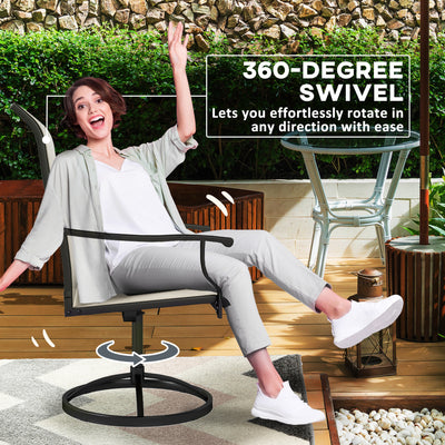 Patio Swivel Chairs Set of 2, High Back Patio Dining Chairs with All-Weather Mesh for Backyard, Lawn, Garden