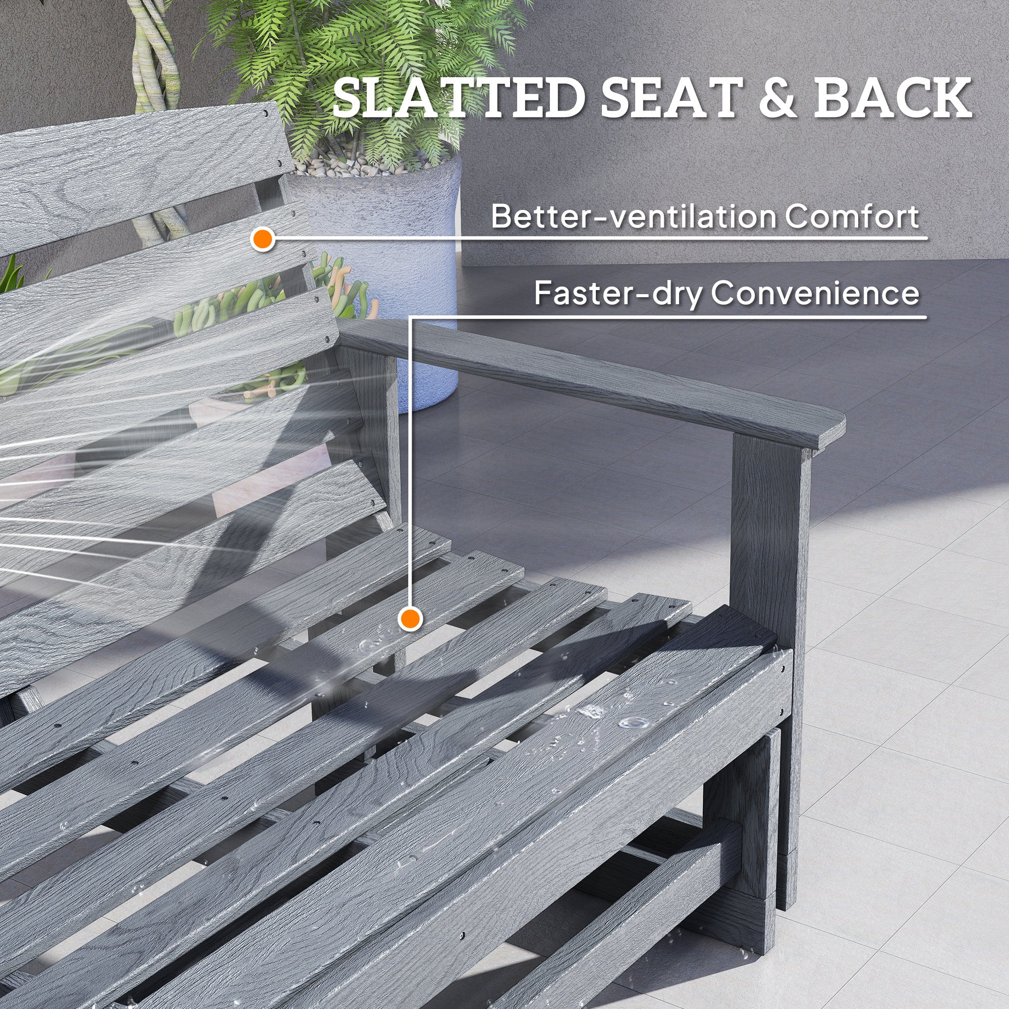 Patio Glider Bench w/ HDPE Slatted Double Rocking Chair