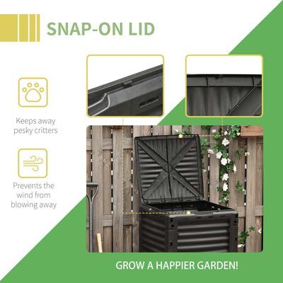 Garden Compost Bin 80 Gallon Outdoor Large Capacity Composter Fast Create Fertile Soil Aerating Box, Easy Assembly