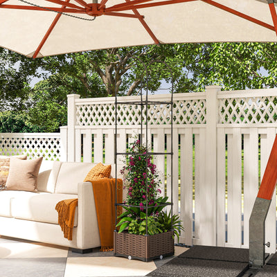6' Raised Garden Bed Planter with Trellis, Self-Watering Disk, Drainage Holes & Steel Frame for Climbing Plants