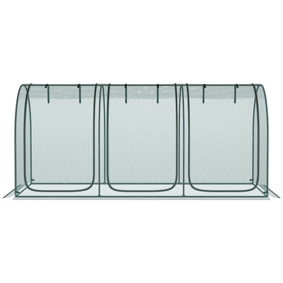 9' x 4' Crop Cage, Plant Protection Tent with Three Zippered Doors, Steel Frame, Storage Bag and 4 Ground Stakes, for Garden, Yard, Lawn