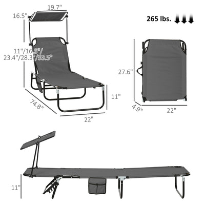 Chaise Pool Lounge Chairs Set of 2, Outdoor Sun Tanning Chairs, Reclining Back, Steel Frame and Side Pocket