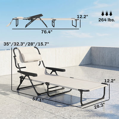 Folding Lounge Chair w/ Reclining Back