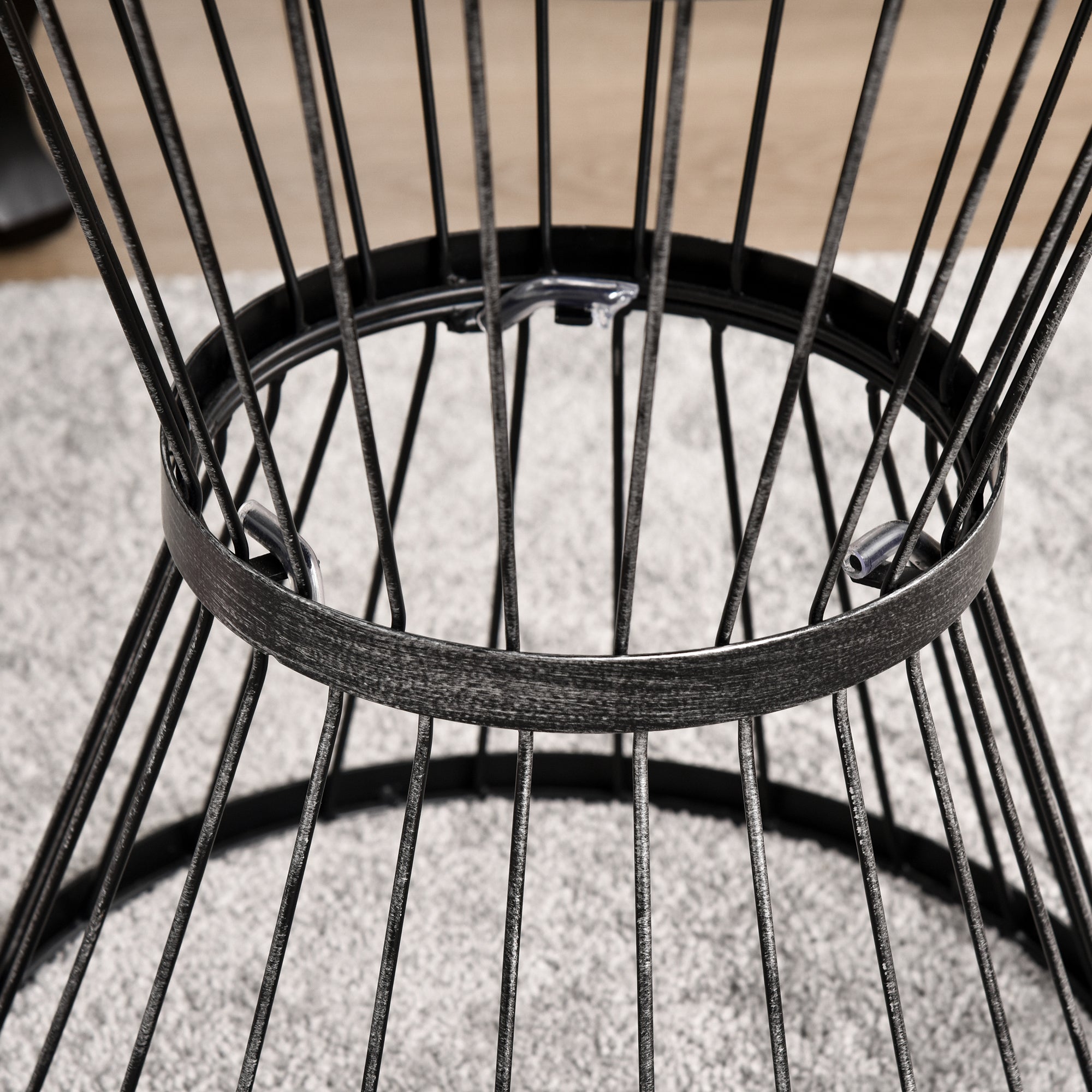 16" Steel Patio Side Table, Garden End Table with Hourglass Design, Accent Table for Outdoor and Indoor Use, Distressed