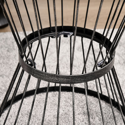 16" Steel Patio Side Table, Garden End Table with Hourglass Design, Accent Table for Outdoor and Indoor Use, Distressed