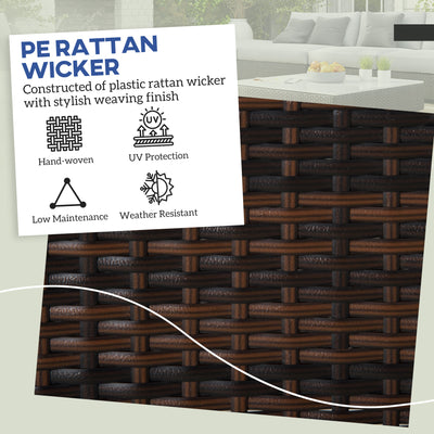 2 Piece Wicker Outdoor Ottomans with Cushions, Rattan Ottoman Footrest and Side Table for Patio, Yard, Poolside