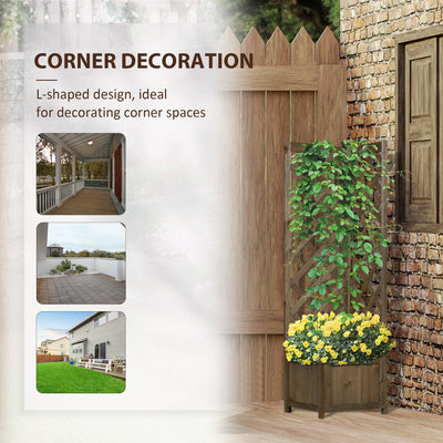 Wooden Raised Garden Bed, Planter with Trellis for Vine Climbing and Vegetables, Herbs and Flowers Growing