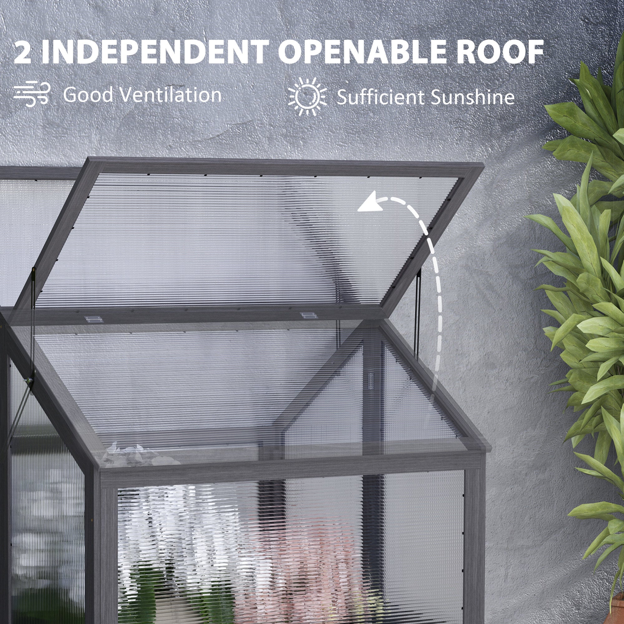 Raised Garden Flower Bed Kit with Greenhouse, Wooden Cold Frame Planter, 35.5" x 31.5" x 36"