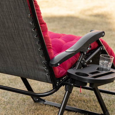 Padded Zero Gravity Chair, Folding Recliner Chair with Cup Holder Cushion
